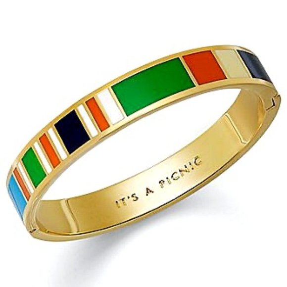 kate spade Jewelry - Kate Spade It's A Picnic Idiom Colorblock Enamel Hinged Bangle Bracelet